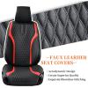 imageCoverado 2PCs Front Seat Covers Leather Car Seat Protector Car Seat Cushion Waterproof AntiSlip Padded Seat Covers for Cars Driver Seat Cover Universal Fit for Most Sedans SUV Truck BlackampampWhiteBlackRed