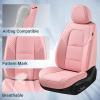 imageCoverado Car Seat Covers Full Set 5 Piece Car Seat Protector with Removable Headrest Nappa Leather Breathable Front Back Rear Seat Cushion Universal Fit for Truck Automotive Most of Cars BlackNappaPink