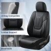 imageCoverado Car Seat Covers Full Set 5 Piece Car Seat Protector with Removable Headrest Nappa Leather Breathable Front Back Rear Seat Cushion Universal Fit for Truck Automotive Most of Cars BlackLumbarBlack