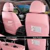 imageCoverado Car Seat Covers Full Set 5 Piece Car Seat Protector with Removable Headrest Nappa Leather Breathable Front Back Rear Seat Cushion Universal Fit for Truck Automotive Most of Cars BlackNappaPink