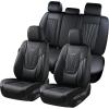 imageCoverado Car Seat Covers Full Set 5 Piece Car Seat Protector with Removable Headrest Nappa Leather Breathable Front Back Rear Seat Cushion Universal Fit for Truck Automotive Most of Cars BlackLumbarBlack