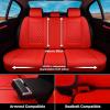imageCoverado Car Seat Covers Full Set Automotive Front and Rear Seat Covers with Backrest Nappa Leather Car Seat Protectors Waterproof Universal for Most VehiclesBlackRedLumbar Support