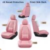 imageCoverado Car Seat Covers Full Set Automotive Front and Rear Seat Covers with Backrest Nappa Leather Car Seat Protectors Waterproof Universal for Most VehiclesBlackPinkLumbar Support