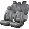 imageCoverado Car Seat Covers Full Set Automotive Front and Rear Seat Covers with Backrest Nappa Leather Car Seat Protectors Waterproof Universal for Most VehiclesBlackGrayLumbar Support