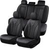 imageCoverado Car Seat Covers Full Set Automotive Front and Rear Seat Covers with Backrest Nappa Leather Car Seat Protectors Waterproof Universal for Most VehiclesBlackBlack
