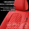 imageCoverado Car Seat Covers Full Set Automotive Front and Rear Seat Covers with Backrest Nappa Leather Car Seat Protectors Waterproof Universal for Most VehiclesBlackRedLumbar Support