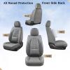 imageCoverado Car Seat Covers Full Set Automotive Front and Rear Seat Covers with Backrest Nappa Leather Car Seat Protectors Waterproof Universal for Most VehiclesBlackGrayLumbar Support