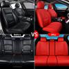 imageCoverado Car Seat Covers Full Set Automotive Front and Rear Seat Covers with Backrest Nappa Leather Car Seat Protectors Waterproof Universal for Most VehiclesBlackRedLumbar Support