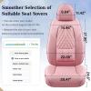 imageCoverado Car Seat Covers Full Set Automotive Front and Rear Seat Covers with Backrest Nappa Leather Car Seat Protectors Waterproof Universal for Most VehiclesBlackPinkLumbar Support