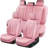 imageCoverado Car Seat Covers Full Set Automotive Front and Rear Seat Covers with Backrest Nappa Leather Car Seat Protectors Waterproof Universal for Most VehiclesBlackPink