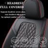 imageCoverado Car Seat Covers Full Set Automotive Front and Rear Seat Covers with Backrest Nappa Leather Car Seat Protectors Waterproof Universal for Most VehiclesBlackBlackRedLumbar Support