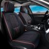 imageCoverado Car Seat Covers Full Set Automotive Front and Rear Seat Covers with Backrest Nappa Leather Car Seat Protectors Waterproof Universal for Most VehiclesBlackBlackRedLumbar Support