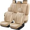 imageCoverado Car Seat Covers Full Set Automotive Front and Rear Seat Covers with Backrest Nappa Leather Car Seat Protectors Waterproof Universal for Most VehiclesBlackBeige