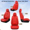 imageCoverado Car Seat Covers Full Set Automotive Front and Rear Seat Covers with Backrest Nappa Leather Car Seat Protectors Waterproof Universal for Most VehiclesBlackRedLumbar Support