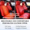 imageCoverado Car Seat Covers Full Set Automotive Front and Rear Seat Covers with Backrest Nappa Leather Car Seat Protectors Waterproof Universal for Most VehiclesBlackRedLumbar Support