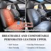imageCoverado Car Seat Covers Full Set Automotive Front and Rear Seat Covers with Backrest Nappa Leather Car Seat Protectors Waterproof Universal for Most VehiclesBlackGrayLumbar Support