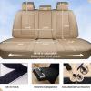 imageCoverado Car Seat Covers Full Set Automotive Front and Rear Seat Covers with Backrest Nappa Leather Car Seat Protectors Waterproof Universal for Most VehiclesBlackBeige