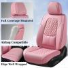 imageCoverado Car Seat Covers Full Set Automotive Front and Rear Seat Covers with Backrest Nappa Leather Car Seat Protectors Waterproof Universal for Most VehiclesBlackPinkLumbar Support