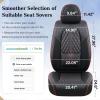 imageCoverado Car Seat Covers Full Set Automotive Front and Rear Seat Covers with Backrest Nappa Leather Car Seat Protectors Waterproof Universal for Most VehiclesBlackBlackRedLumbar Support