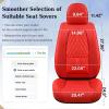 imageCoverado Car Seat Covers Full Set Automotive Front and Rear Seat Covers with Backrest Nappa Leather Car Seat Protectors Waterproof Universal for Most VehiclesBlackRedLumbar Support