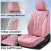 imageCoverado Car Seat Covers Full Set Automotive Front and Rear Seat Covers with Backrest Nappa Leather Car Seat Protectors Waterproof Universal for Most VehiclesBlackPink