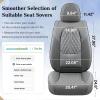 imageCoverado Car Seat Covers Full Set Automotive Front and Rear Seat Covers with Backrest Nappa Leather Car Seat Protectors Waterproof Universal for Most VehiclesBlackGrayLumbar Support