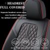 imageCoverado Car Seat Covers Full Set Automotive Front and Rear Seat Covers with Backrest Nappa Leather Car Seat Protectors Waterproof Universal for Most VehiclesBlackBlackRedLumbar Support