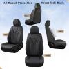 imageCoverado Car Seat Covers Full Set Automotive Front and Rear Seat Covers with Backrest Nappa Leather Car Seat Protectors Waterproof Universal for Most VehiclesBlackBlack