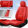 imageCoverado Car Seat Covers Full Set Automotive Front and Rear Seat Covers with Backrest Nappa Leather Car Seat Protectors Waterproof Universal for Most VehiclesBlackRedLumbar Support