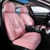 imageCoverado Car Seat Covers Full Set Black Seat Covers for Car with Lumbar Support Nappa Leather Seat Covers Waterproof Car Seat Protectors Universal Fit for Most Cars SUV TrucksPink