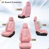 imageCoverado Car Seat Covers Full Set Black Seat Covers for Car with Lumbar Support Nappa Leather Seat Covers Waterproof Car Seat Protectors Universal Fit for Most Cars SUV TrucksPink