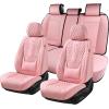 imageCoverado Car Seat Covers Full Set Black Seat Covers for Car with Lumbar Support Nappa Leather Seat Covers Waterproof Car Seat Protectors Universal Fit for Most Cars SUV TrucksPink