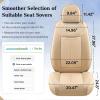 imageCoverado Car Seat Covers Full Set Seat Covers Waterproof Nappa Leather Seat Covers for Cars Front and Back Car Seat Protector Breathable Seat Cushion Seat Cover Universal Fit Most CarsBeigeBeige