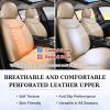 imageCoverado Car Seat Covers Full Set Seat Covers Waterproof Nappa Leather Seat Covers for Cars Front and Back Car Seat Protector Breathable Seat Cushion Seat Cover Universal Fit Most CarsBeigeBeige