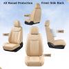 imageCoverado Car Seat Covers Full Set Seat Covers Waterproof Nappa Leather Seat Covers for Cars Front and Back Car Seat Protector Breathable Seat Cushion Seat Cover Universal Fit Most CarsBeigeBeige