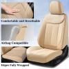 imageCoverado Car Seat Covers Full Set Seat Covers Waterproof Nappa Leather Seat Covers for Cars Front and Back Car Seat Protector Breathable Seat Cushion Seat Cover Universal Fit Most CarsBeigeBeige
