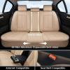imageCoverado Car Seat Covers Full Set Seat Covers Waterproof Nappa Leather Seat Covers for Cars Front and Back Car Seat Protector Breathable Seat Cushion Seat Cover Universal Fit Most CarsBeigeBeige