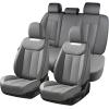 imageCoverado Car Seat Covers Full Set Seat Covers Waterproof Nappa Leather Seat Covers for Cars Front and Back Car Seat Protector Breathable Seat Cushion Seat Cover Universal Fit Most CarsBeigeGray