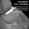 imageCoverado Car Seat Covers Full Set Seat Covers Waterproof Nappa Leather Seat Covers for Cars Front and Back Car Seat Protector Breathable Seat Cushion Seat Cover Universal Fit Most CarsBeigeGray