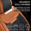 imageCoverado Car Seat Covers Full Set Seat Covers Waterproof Nappa Leather Seat Covers for Cars Front and Back Car Seat Protector Breathable Seat Cushion Seat Cover Universal Fit Most CarsBeigeBrownBlack