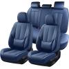 imageCoverado Car Seat Covers Full Set Seat Covers for Cars Black Car Seat Cover Car Seat Protector Waterproof Nappa Leather Car Seat Cushion Car Seat Covers Front Seats and Back Fit for Most CarsBlue