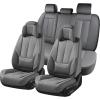 imageCoverado Car Seat Covers Full Set Seat Covers for Cars Black Car Seat Cover Car Seat Protector Waterproof Nappa Leather Car Seat Cushion Car Seat Covers Front Seats and Back Fit for Most CarsGrayPillow