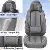 imageCoverado Car Seat Covers Full Set Seat Covers for Cars Black Car Seat Cover Car Seat Protector Waterproof Nappa Leather Car Seat Cushion Car Seat Covers Front Seats and Back Fit for Most CarsGrayPillow