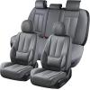 imageCoverado Car Seat Covers Full Set Seat Covers for Cars Black Car Seat Cover Car Seat Protector Waterproof Nappa Leather Car Seat Cushion Car Seat Covers Front Seats and Back Fit for Most CarsGray