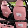 imageCoverado Car Seat Covers Full Set Seat Covers for Cars Black Car Seat Cover Car Seat Protector Waterproof Nappa Leather Car Seat Cushion Car Seat Covers Front Seats and Back Fit for Most CarsPink