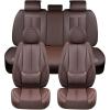 imageCoverado Car Seat Covers Full Set Seat Covers for Cars Black Car Seat Cover Car Seat Protector Waterproof Nappa Leather Car Seat Cushion Car Seat Covers Front Seats and Back Fit for Most CarsBrown