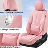 imageCoverado Car Seat Covers Full Set Seat Covers for Cars Black Car Seat Cover Car Seat Protector Waterproof Nappa Leather Car Seat Cushion Car Seat Covers Front Seats and Back Fit for Most CarsPink