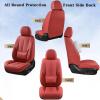 imageCoverado Car Seat Covers Full Set Seat Covers for Cars Black Car Seat Cover Car Seat Protector Waterproof Nappa Leather Car Seat Cushion Car Seat Covers Front Seats and Back Fit for Most CarsRed
