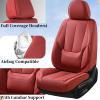 imageCoverado Car Seat Covers Full Set Seat Covers for Cars Black Car Seat Cover Car Seat Protector Waterproof Nappa Leather Car Seat Cushion Car Seat Covers Front Seats and Back Fit for Most CarsRed