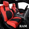 imageCoverado Car Seat Covers Fullset Leather Car Seat Covers for Dodge RAM 1500 Compatible with 20102023 2500 3500 Dodge RAM Accessories Automotive Seat Covers Protector GrayRed